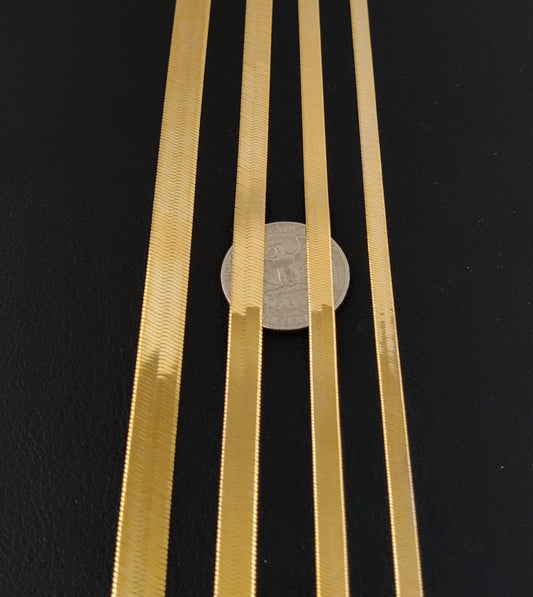 10k Solid Gold Herringbone Chain Necklace, Ladies Flat Chain Necklace, Herringbone Real Gold Chain,  Herringbone Necklace,10k gold chain