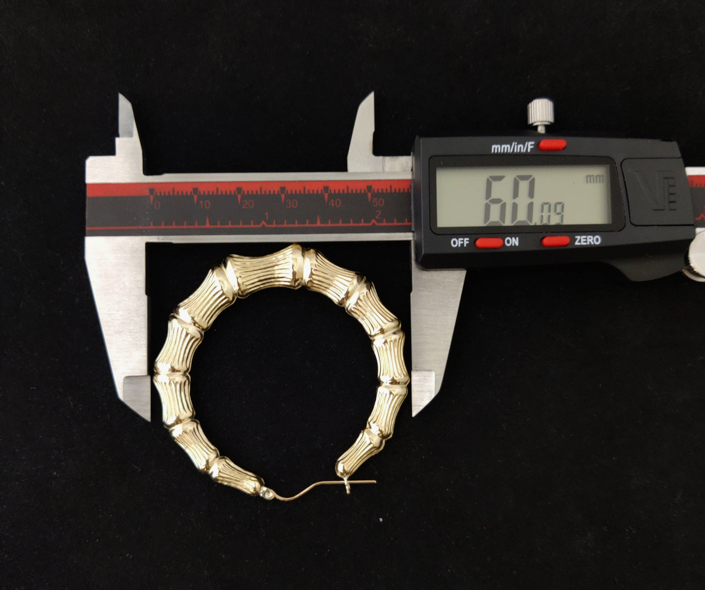 10k Real Solid Yellow Gold Round Bamboo Hoop Earrings,High Quality Real Gold Bamboo Earrings, 18mm - 86mm Gold Hoop Earrings,Women Earrings