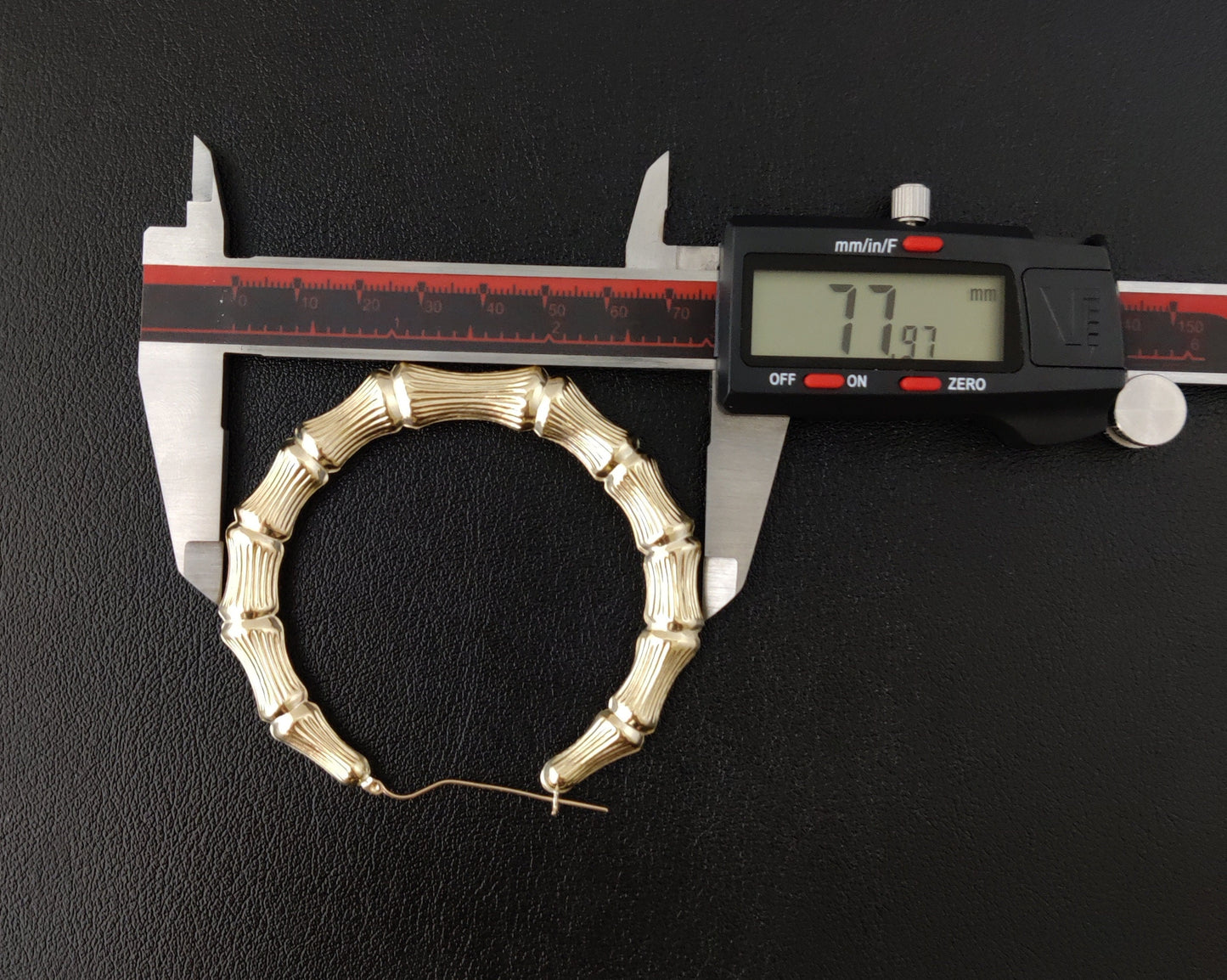 10k Real Solid Yellow Gold Round Bamboo Hoop Earrings,High Quality Real Gold Bamboo Earrings, 18mm - 86mm Gold Hoop Earrings,Women Earrings