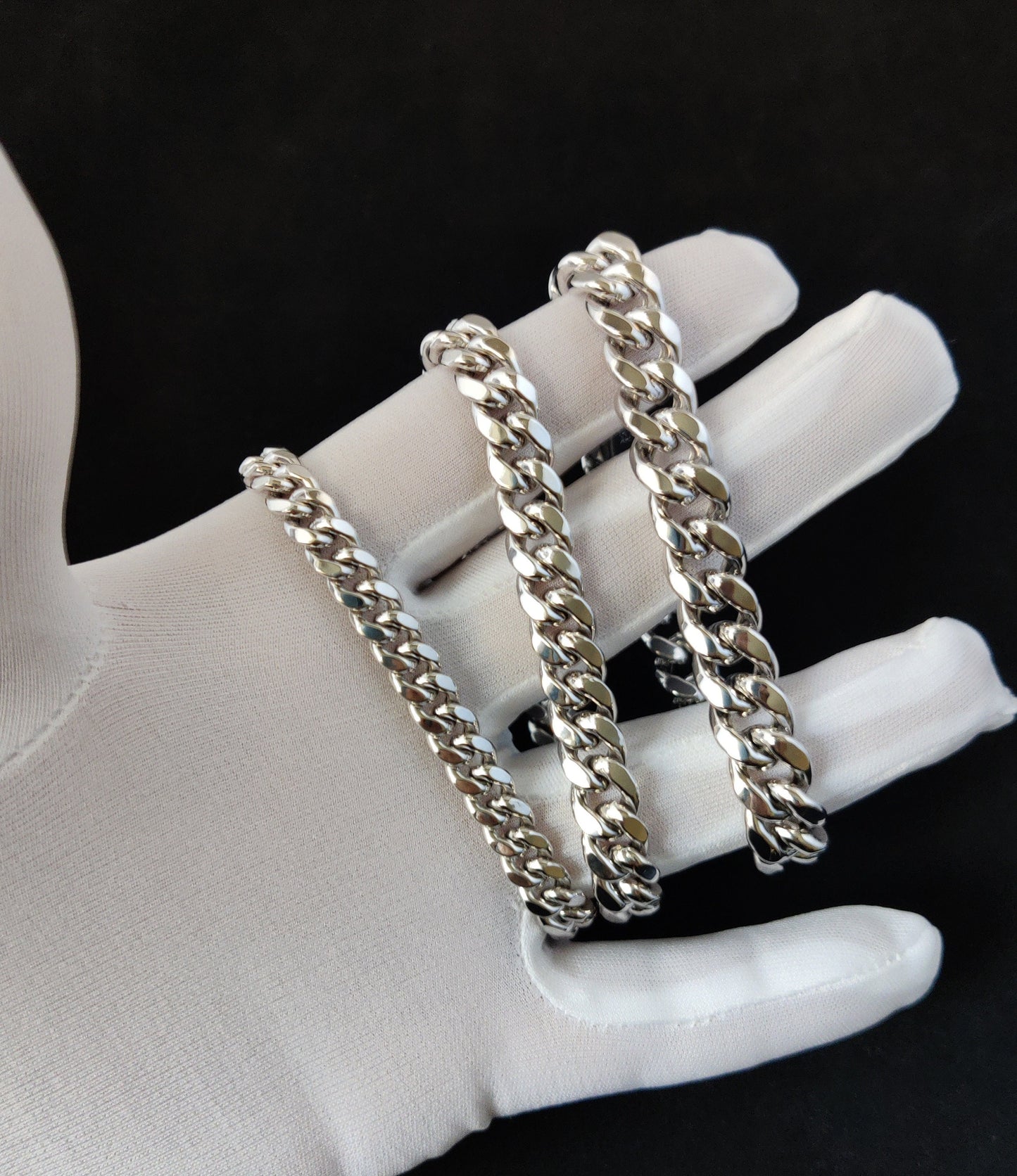 Miami Cuban Chain Bracelet Real 10K Whıte Gold, 10k Whıte  Gold, Men and Women,10K Gold Chain,10k Real Gold Miami Cuban