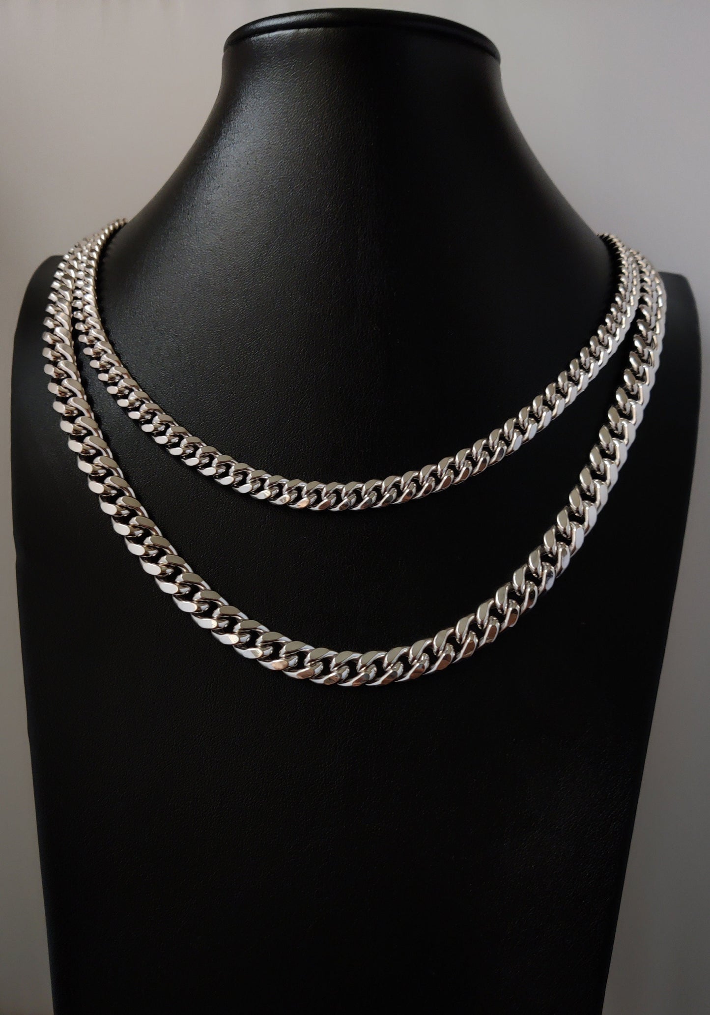 10k Real White Gold Miami Cuban Link Chain Necklace,7.5mm and 9.4mm 10K White Gold, Man Gold Chain,Ladies Gold Chain, White Miami Cuban