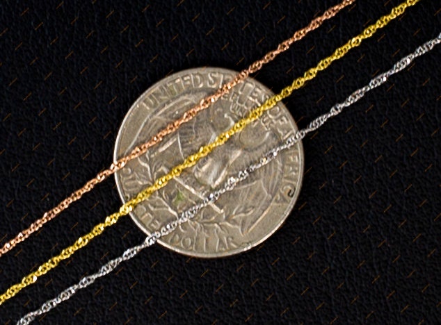 14K Solid Yellow, White, Rose Real Gold Diamond Cut Singapore Chain,  14K Singapore Necklace , 14K 1.1 mm Singapore Chain ,Women Necklace