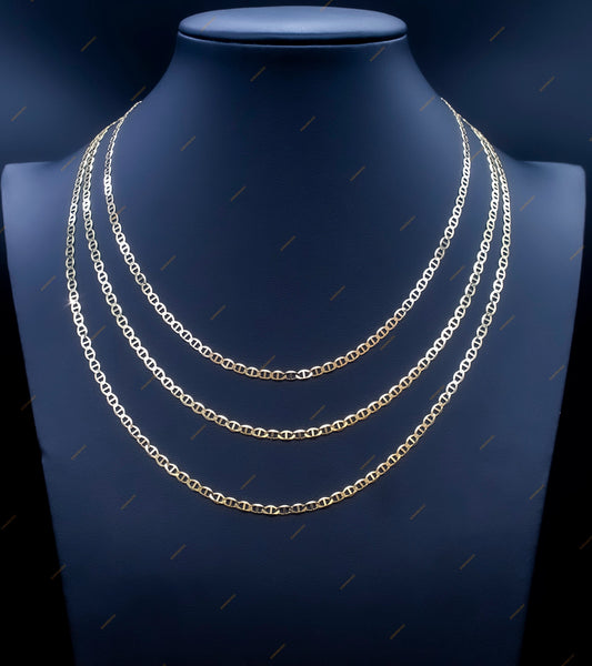 SOLID 10k Real Yellow Gold 3.2mm Mariner Anchor Link Chain Necklace, Real Solid 10K Yellow Gold, 10k Gold Chain, Solid Mariner Anchor Chain