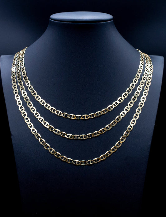 SOLID 10k Real Yellow Gold 6 mm  Mariner Anchor Link Chain Necklace, Real Solid 10K Yellow Gold, 10k Gold Chain, Solid Mariner Anchor Chain