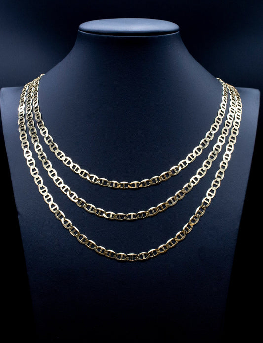 SOLID 10k Real Yellow Gold 6 mm Mariner Anchor Link Chain Necklace, Real Solid 10K Yellow Gold, 10k Gold Chain, Solid Mariner Anchor Chain