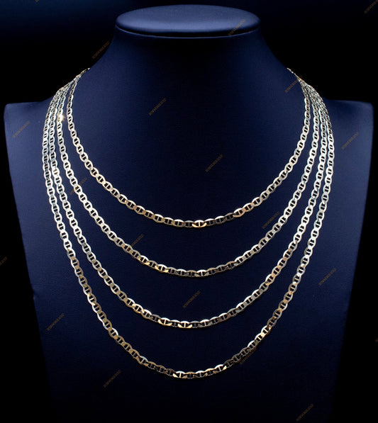 SOLID 10k Yellow Gold 4 mm Mariner Anchor Link Chain Necklace Real Solid 10K Yellow Gold,Real 10k Gold Chain
