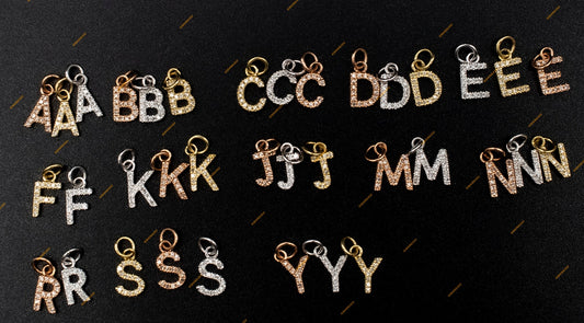 14K Gold Real Diamond Initial Necklace ,  14K Diamond Initial , 14K Yellow, White, Rose, Gold Initial Diamond with Singapore Chain Necklace