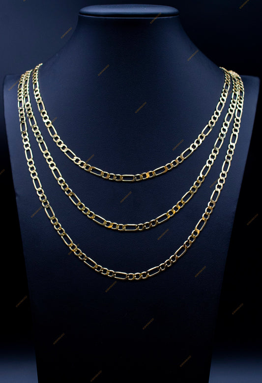 10K Yellow Gold Figaro Chain Necklace, 5.5 mm 16" - 24" Inch, Thick Link Chain, Real 10k Gold Chain, Gold Figaro Chain, Men Women