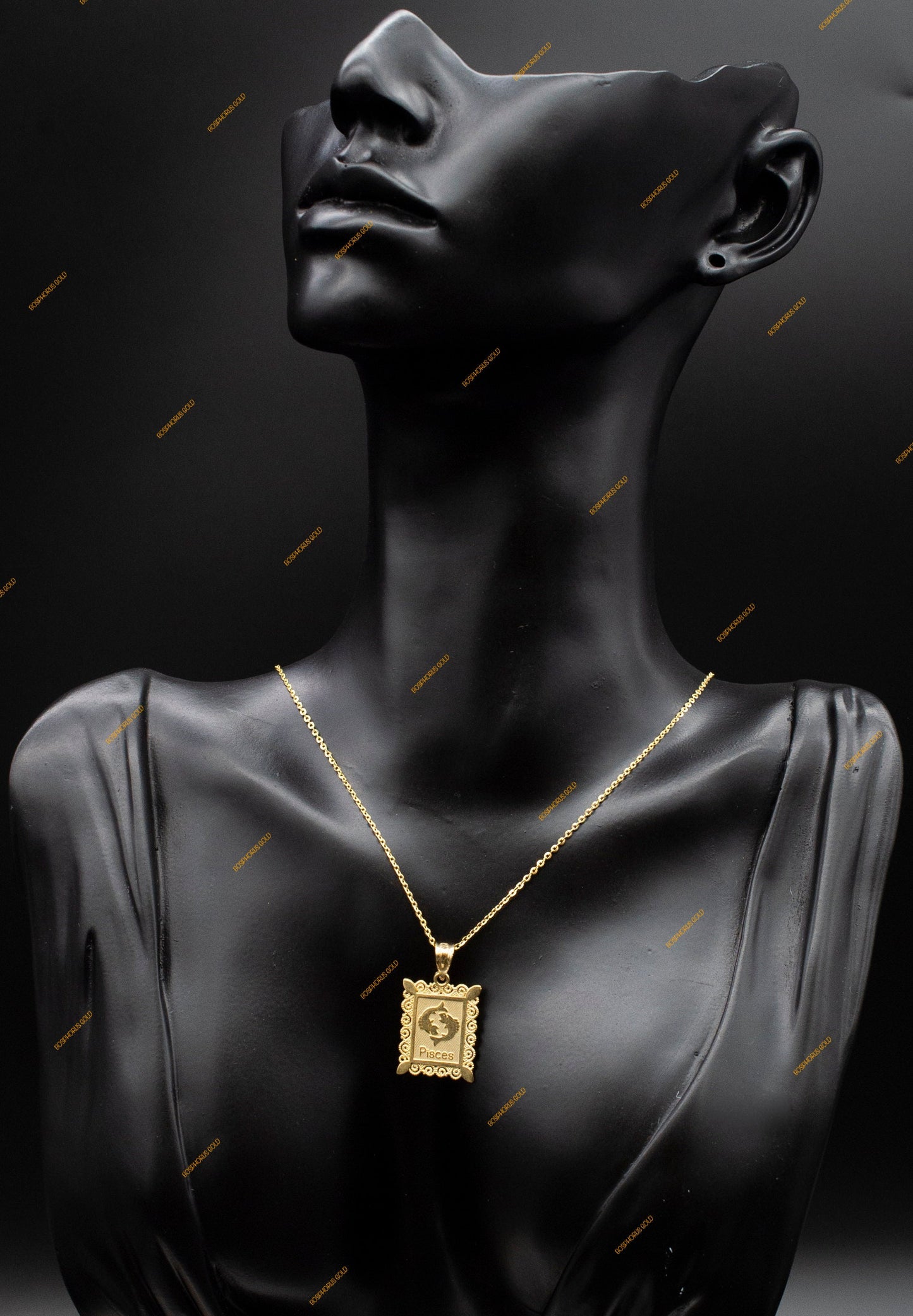 10k Real Solid Gold Zodiac  Necklace, with 10k 1.2mm Solid Gold Cable Chain Necklace , Zodiac Pendant, Zodiac Pendant gift