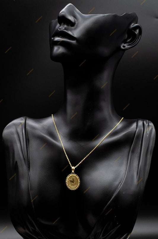10k Real Solid Gold Zodiac  Necklace, with 10k 1.3mm Solid Gold Cable Chain Necklace , Zodiac Pendant, Zodiac Pendant gift