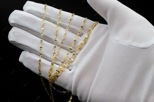 14K Solid Gold Mirror Chain,14k Solid gold 2.5mm Yellow Twisted Mirror Chain, 14k Gold Yellow women necklace,Twisted Mirror Chain