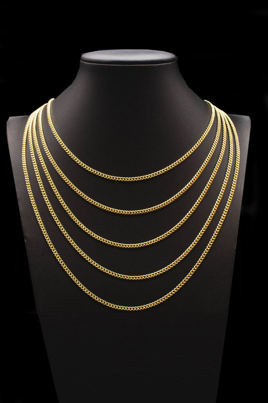 Yellow Gold Miami Cuban Chain Necklace and Bracelet 3mm Real 10K Yellow Gold, Man Gold Chain,Ladies Gold Chain, 10k Gold Chain
