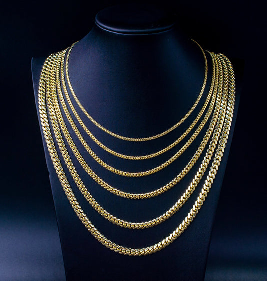 14k Real SOLID Gold Miami Cuban Link Chain Necklace 1.1mm - 7mm, Real 14K Yellow Gold,Man Gold Chain,Ladies Gold Chain, Heavy 14k Gold Chain