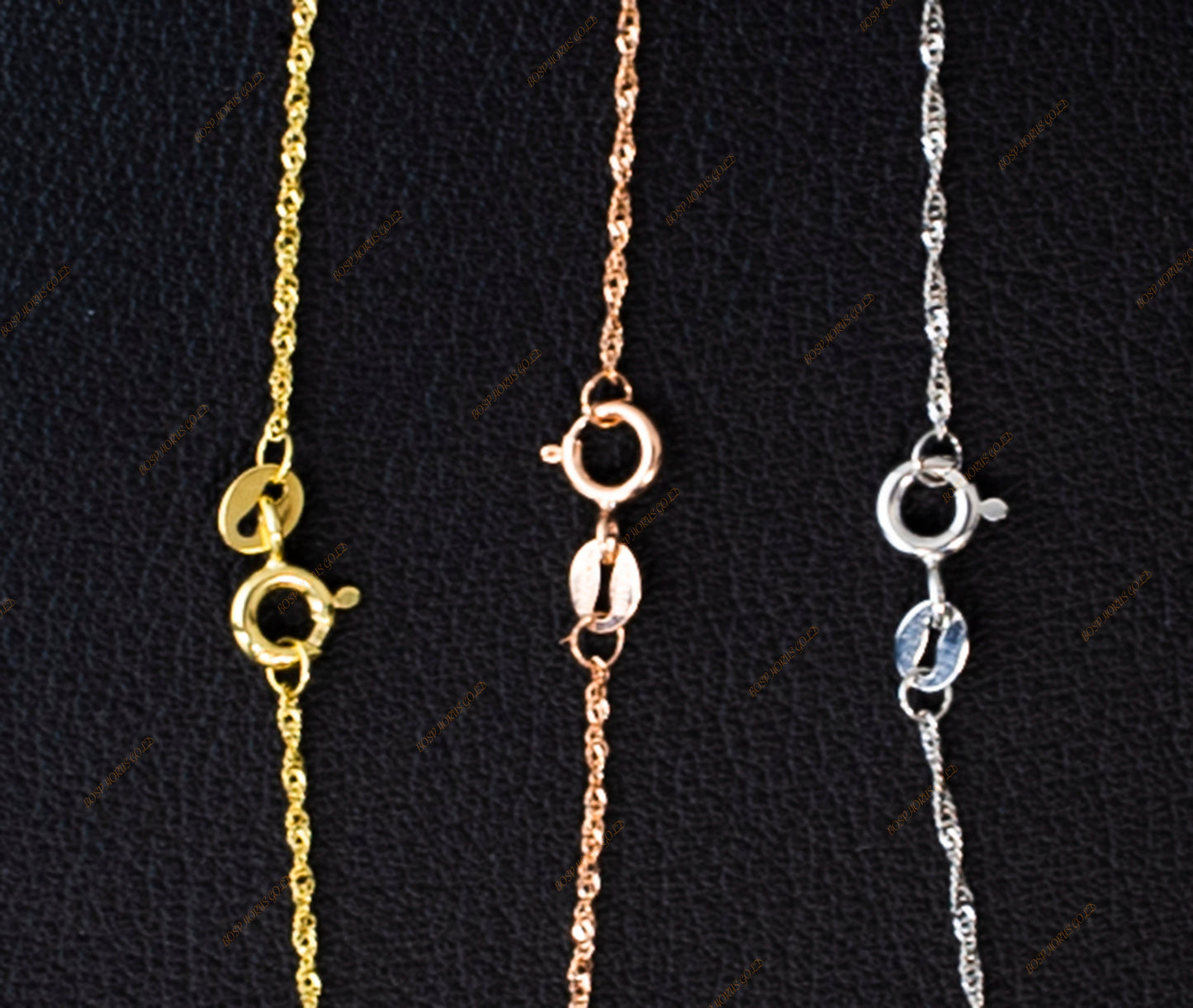 14K Solid Yellow, White, Rose Real Gold Diamond Cut Singapore Chain,  14K Singapore Necklace , 14K 1.1 mm Singapore Chain ,Women Necklace