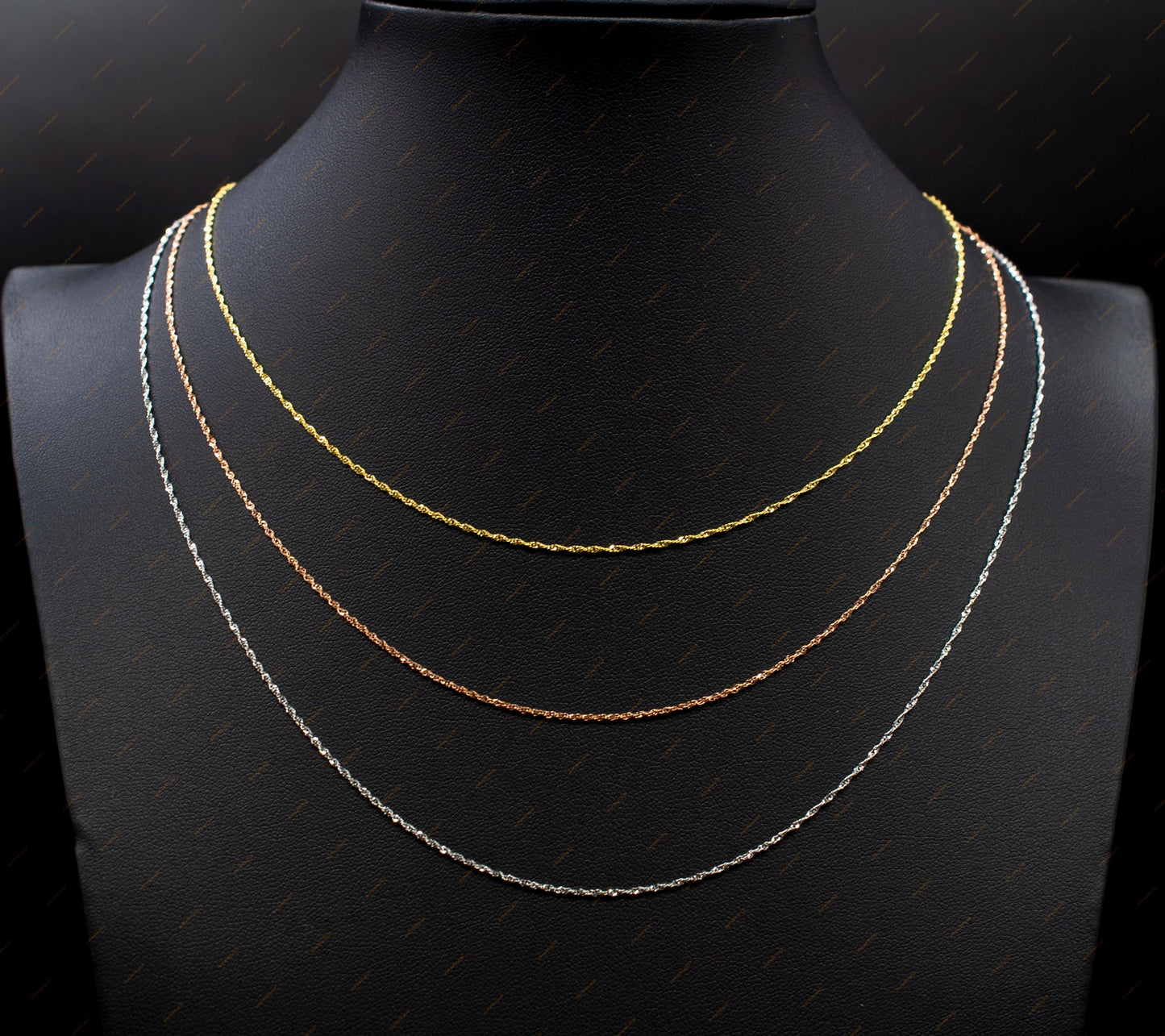 14K Solid Yellow, White, Rose Real Gold Diamond Cut Singapore Chain,  14K Singapore Necklace , 14K 1.1 mm Singapore Chain ,Women Necklace