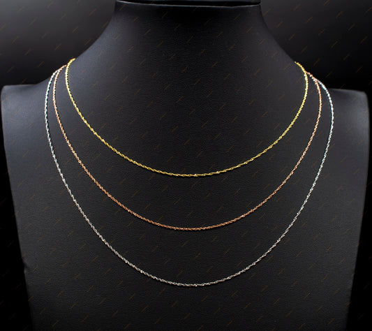 14K Solid Yellow, White, Rose Real Gold Diamond Cut Singapore Chain, 14K Singapore Necklace , 14K 1.1 mm Singapore Chain ,Women Necklace