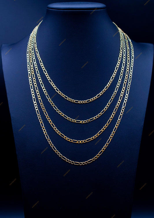 10K Yellow Gold Figaro Chain Necklace, 3.5mm  16" - 24" Inch, Thick Link Chain, Real 10k Gold Chain, Gold Figaro Chain, Men and Women