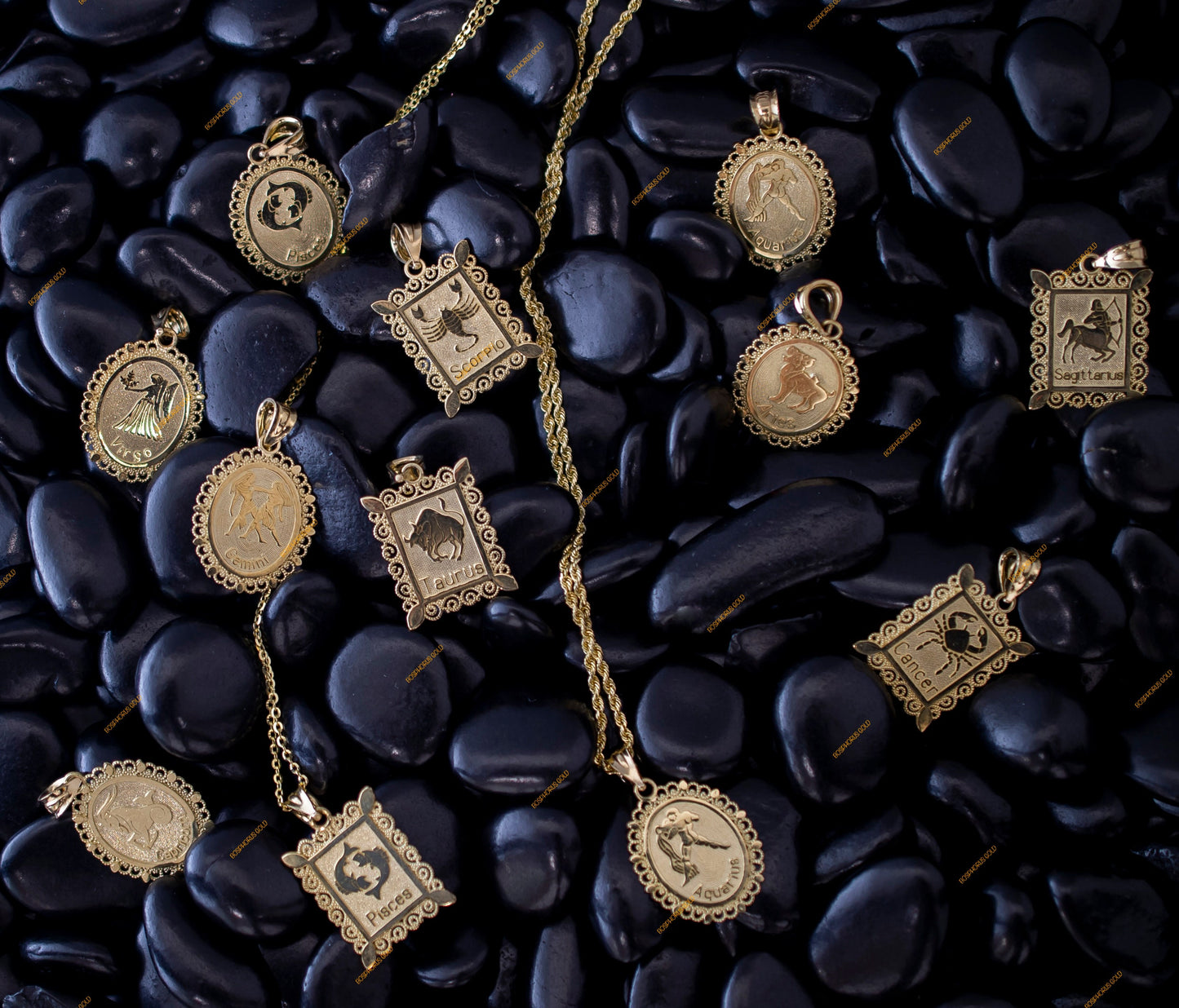 10k Real Solid Gold Zodiac  Necklace, with 10k 1.2mm Solid Gold Cable Chain Necklace , Zodiac Pendant, Zodiac Pendant gift
