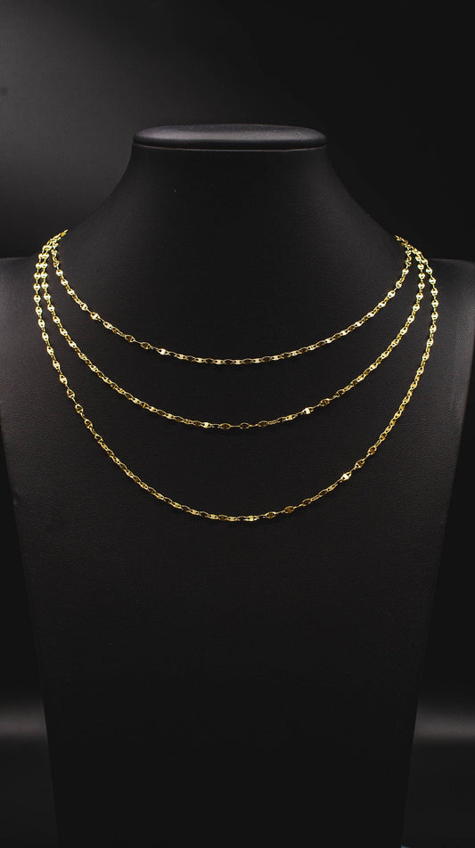 14K Solid Gold Mirror Chain,14k Solid gold 2.5mm Yellow Twisted Mirror Chain, 14k Gold Yellow women necklace,Twisted Mirror Chain