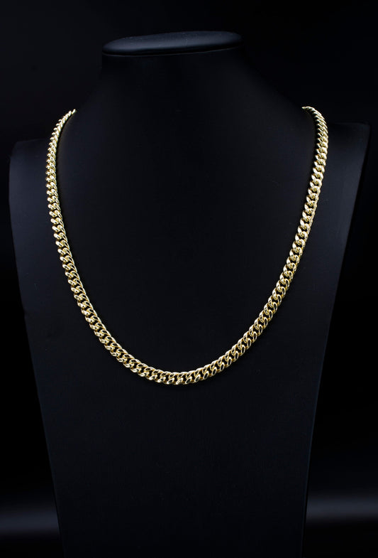 10k Real Gold Miami Cuban Link Chain Necklace 6.7mm 20 Inches Real 10K Yellow Gold,Man Gold Chain,Ladies Gold Chain, 10k Gold Chain
