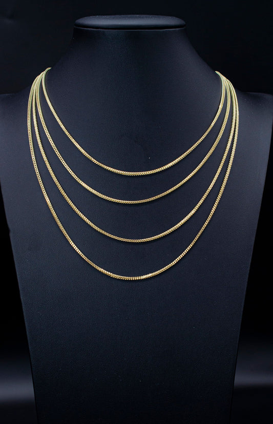 10K Real Semi Solid Gold Franco Chain Necklace, 16"-24" inch, 1.8mm Real 10K Yellow Gold Franco Chain,10k Gold Chain,Franco Chain