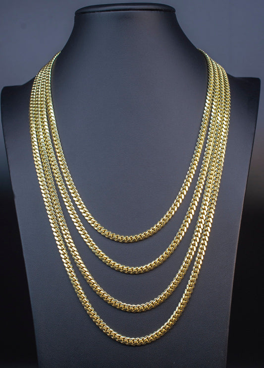 10k Real Gold Miami Cuban Link Chain Necklace, 5mm Real 10K Yellow Gold, 1ok Real Gold Heavy Man Gold Chain,Ladies Gold Chain