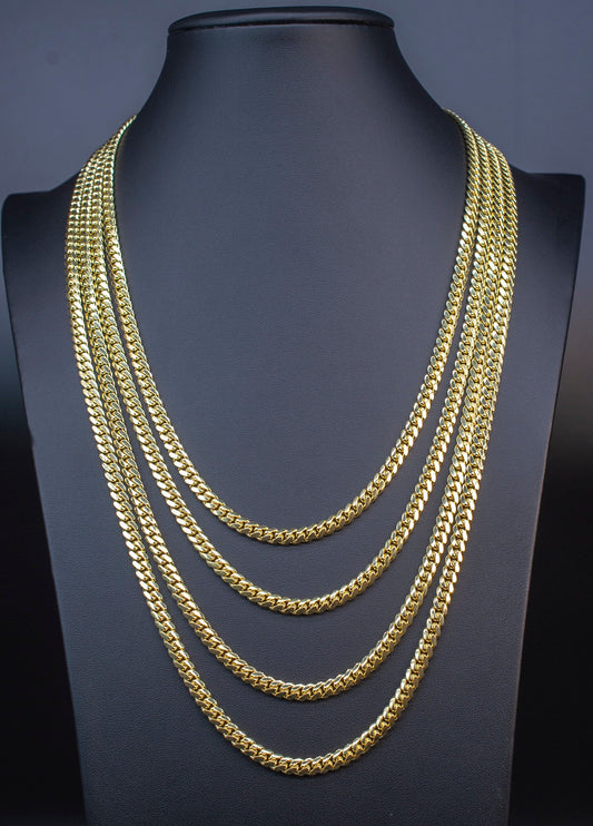 Solid 10K Gold Miami Cuban Link Chain Necklace, 5mm Real Yellow Gold Chain, Heavy Cuban Chain for Men Women, Luxury Gold Necklace