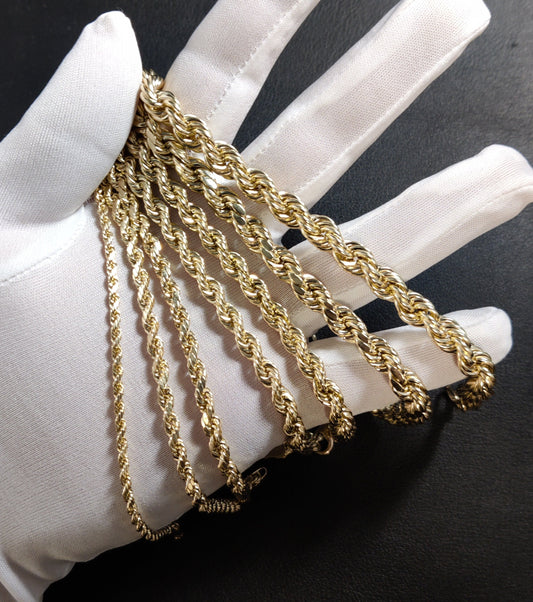 14K Gold Rope Chain Gold Rope Chain Bracelet 3mm, 4mm, 6mm, 8mm 14K Gold Rope Chain, 14K Gold Chain, Men, Women