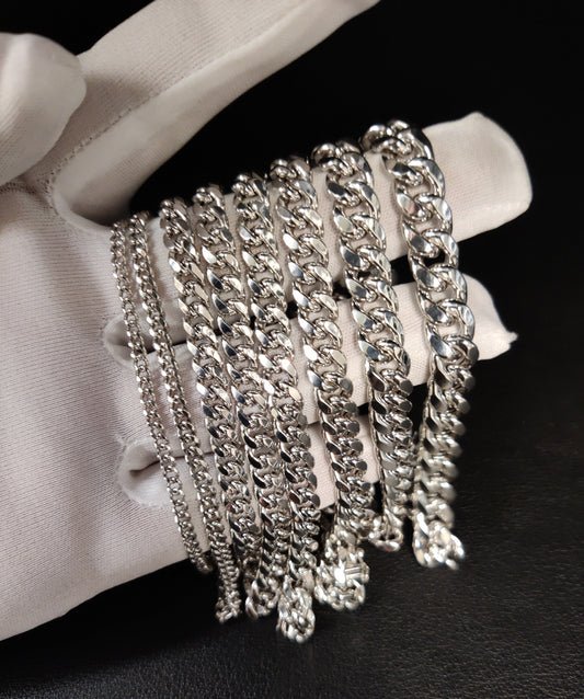 Miami Cuban Chain Bracelet Real 10K Whıte Gold, 10k Whıte  Gold, Men and Women,10K Gold Chain,10k Real Gold Miami Cuban