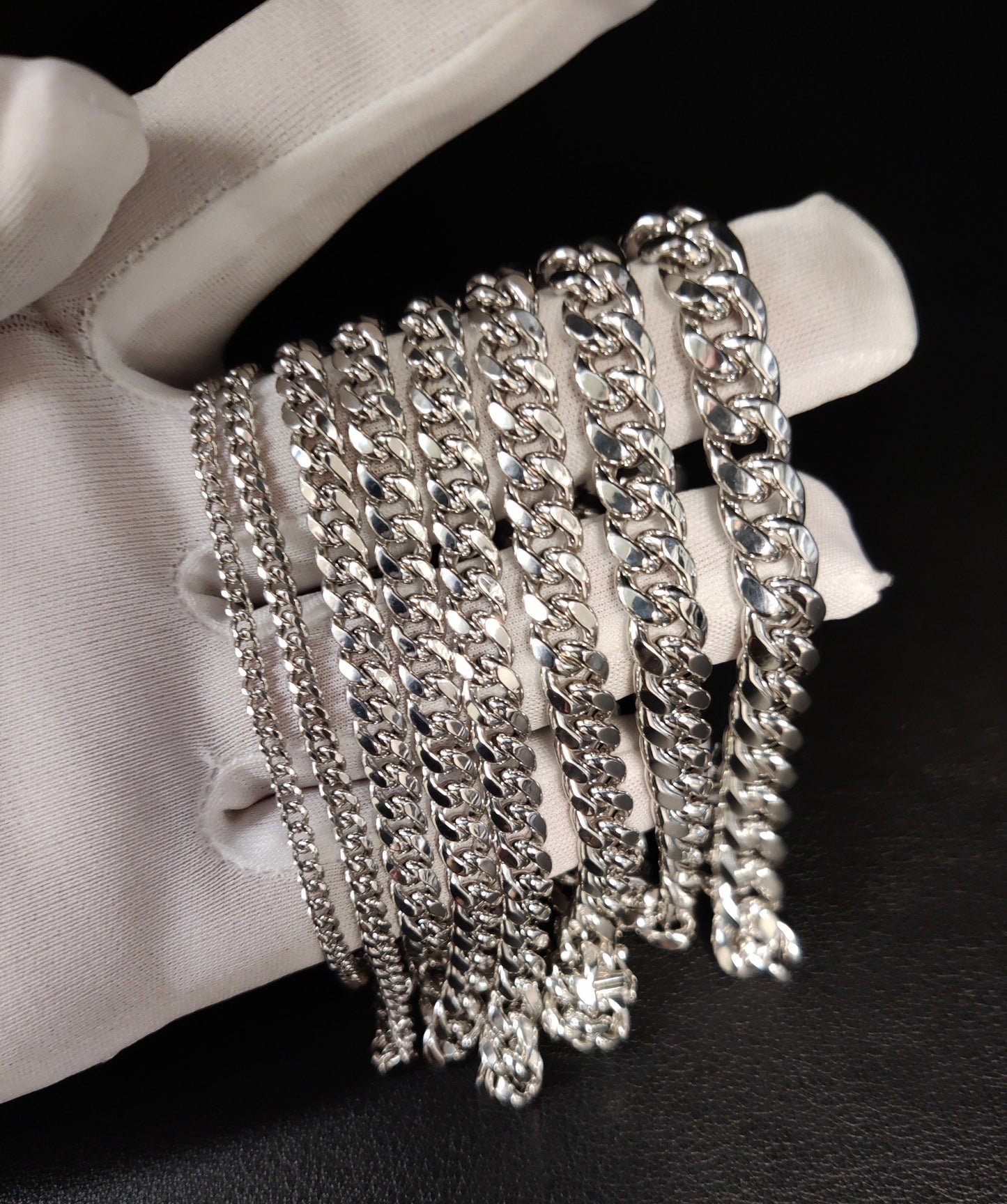 Miami Cuban Chain Bracelet Real 10K Whıte Gold, 10k Whıte  Gold, Men and Women,10K Gold Chain,10k Real Gold Miami Cuban