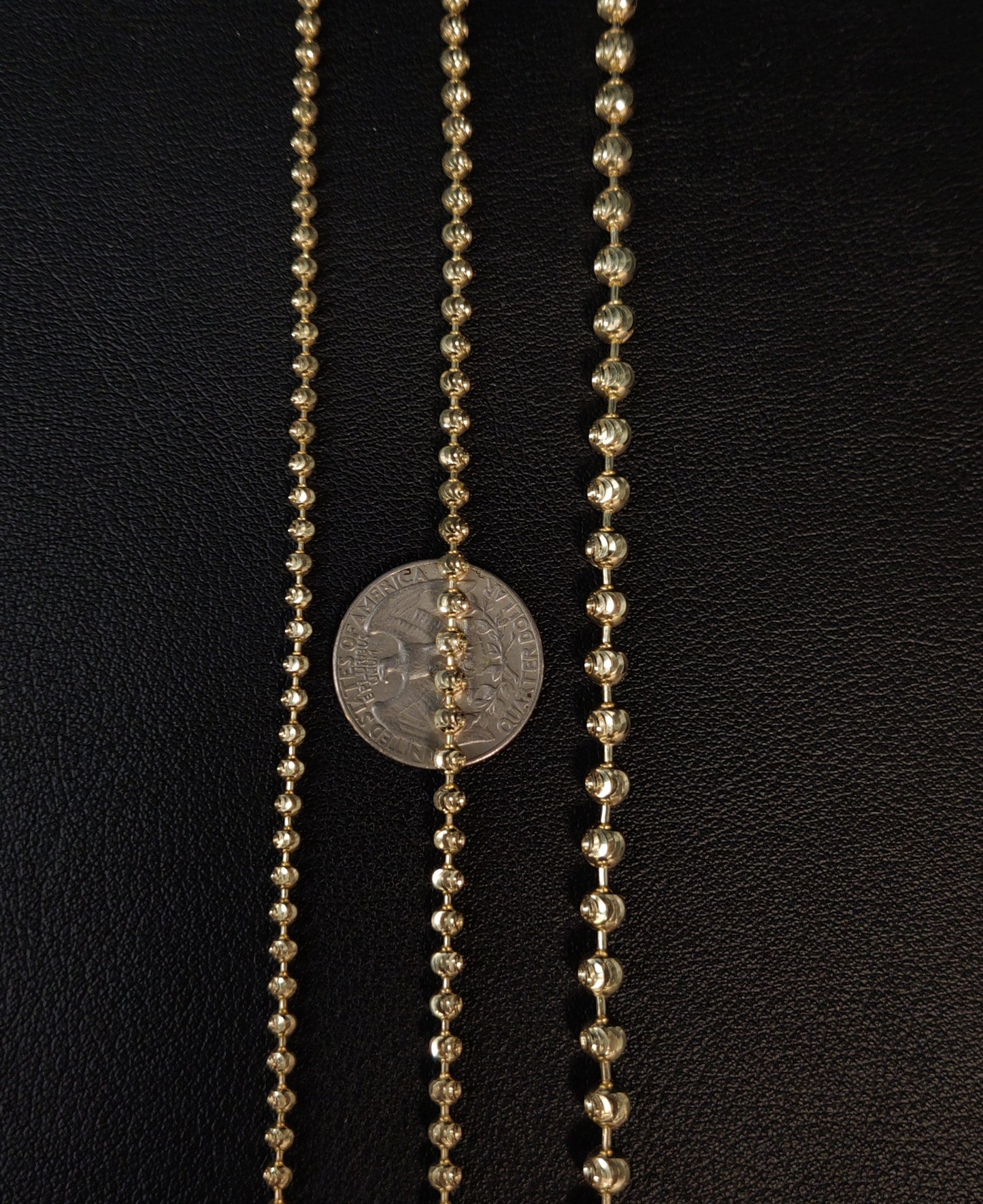 SOLID 10K Real Gold Half Moon Diamond Cut Bead Ball Chain Bracelet ,2mm - 5mm Moon Chain Bracelet , Real 10k Gold Beaded Bracelet, Men Women