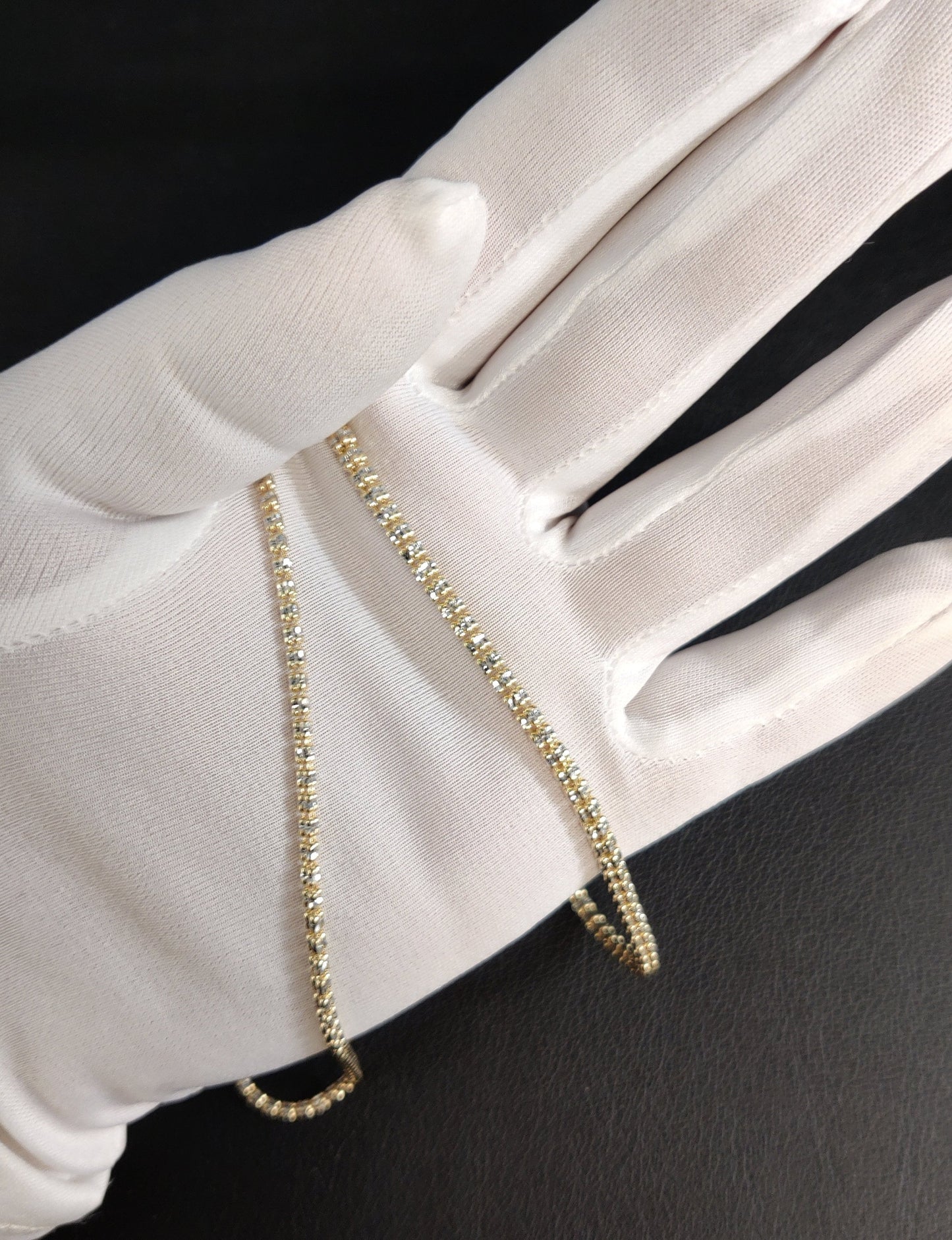 10k SOLID Real Gold Iced Out Chain, Two Tone Yellow and White Diamond Cut Ice Link Chain, Cylinder Chain, 10k Solid Gold Ice Out Necklace