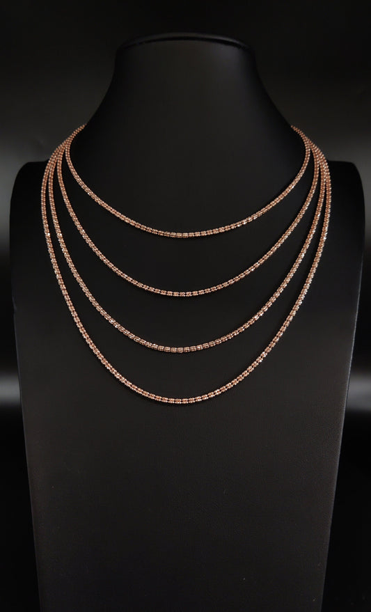 14k SOLID Real Gold Diamond Cut Ice Link Chain Necklace , 2.5mm Rose Gold Ice Chain,Rose Gold Chain, 14k Real Gold Cylinder Chain