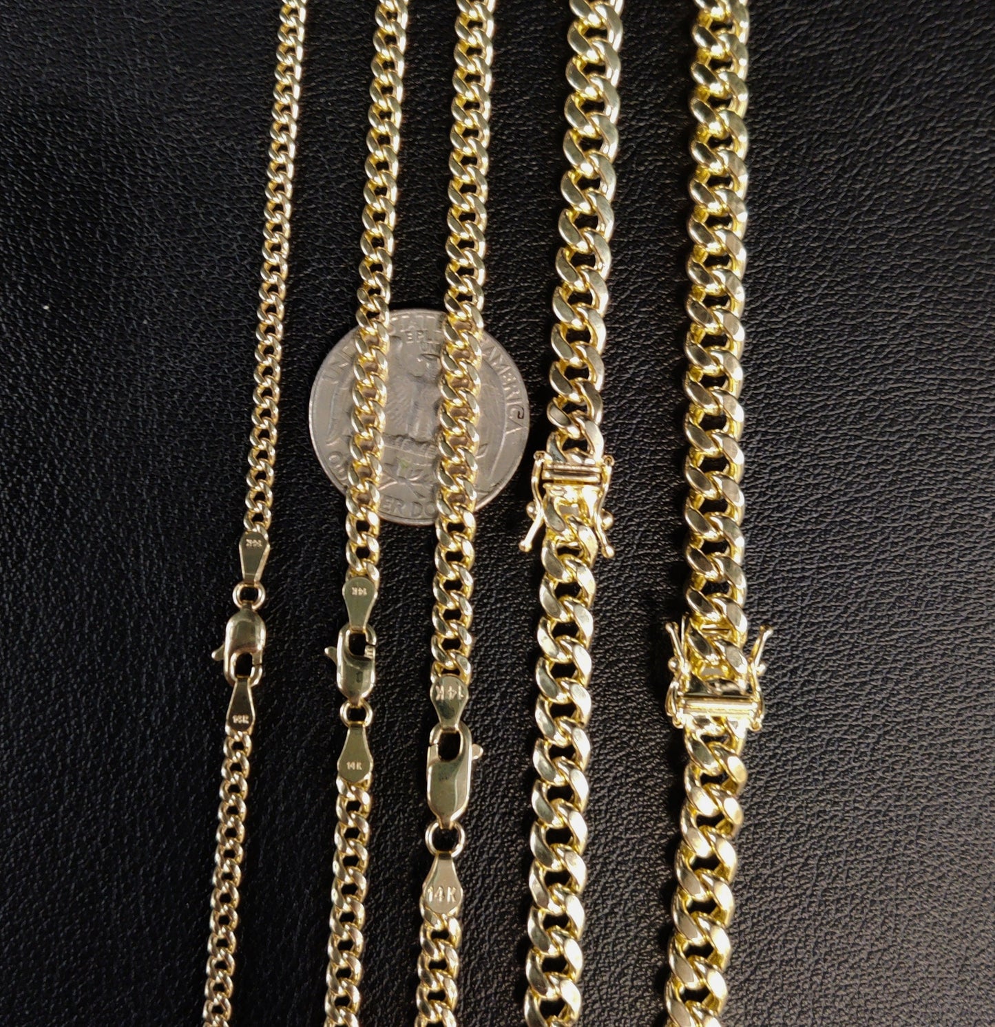 14k Real Gold Miami Cuban Link Chain Necklace 2mm - 6.8mm Inches Real 14K Yellow Gold,Man Gold Chain,Ladies Gold Chain, 14k Gold Chain