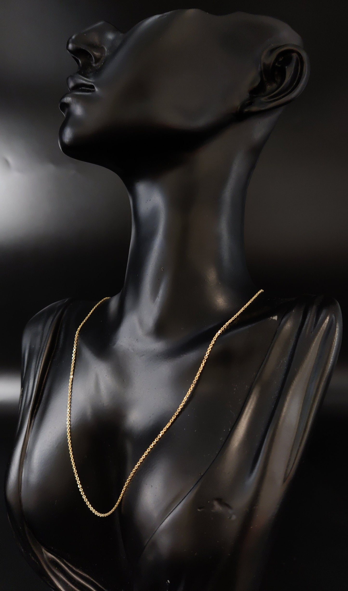 SOLID 10K Gold Cable Link Chain Necklace, Real Gold Rolo Chain 1.2mm, Yellow Gold Chain for Men Women, Everyday Gold Necklace