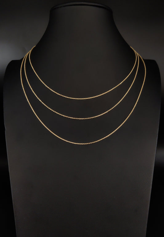 SOLID 10K Yellow Gold Cable Link Chain Necklace,10k Real Gold 1.3mm Heavy Cable Chain, 10k Gold Chain, 1OK Solid Gold Women Pendant Chain