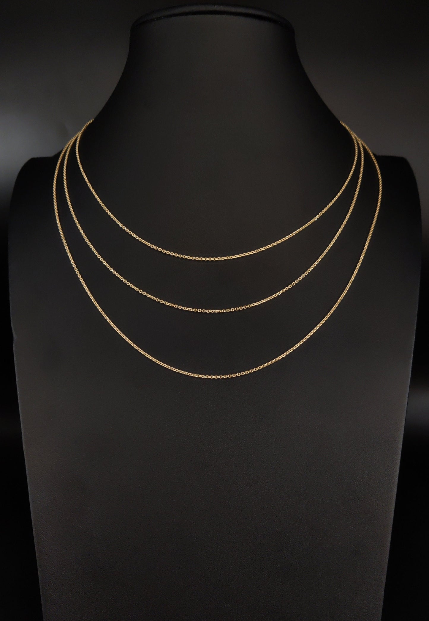 SOLID 10K Gold Cable Link Chain Necklace, Real Gold Rolo Chain 1.2mm, Yellow Gold Chain for Men Women, Everyday Gold Necklace