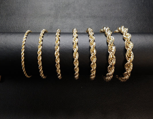 14K Gold Rope Chain Gold Rope Chain  Bracelet 3mm, 4mm, 6mm, 8mm 14K Gold Rope Chain, 14K Gold Chain,  Men, Women