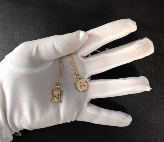 10k Real Solid Gold Initial Necklace, with 10k 1.3mm Solid Gold Cable Chain Necklace , Initials Pendant, Initial Pendant gift