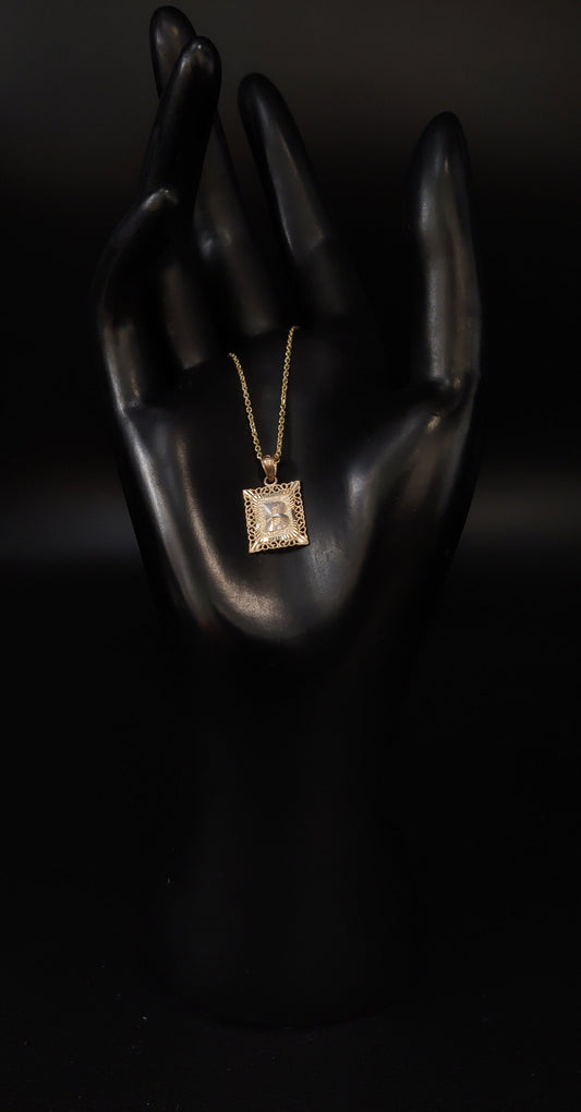 10k Real Solid Gold Initial Necklace, with 10k 1.3mm Solid Gold Cable Chain Necklace , Initials Pendant, Initial Pendant gift