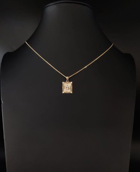 10k Real Solid Gold Initial Necklace, with 10k 1.3mm Solid Gold Cable Chain Necklace , Initials Pendant, Initial Pendant gift