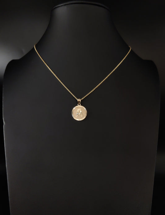 10k Real Solid Gold Initial Necklace, with 10k 1.3mm Solid Gold Cable Chain Necklace , Initials Pendant, Initial Pendant gift