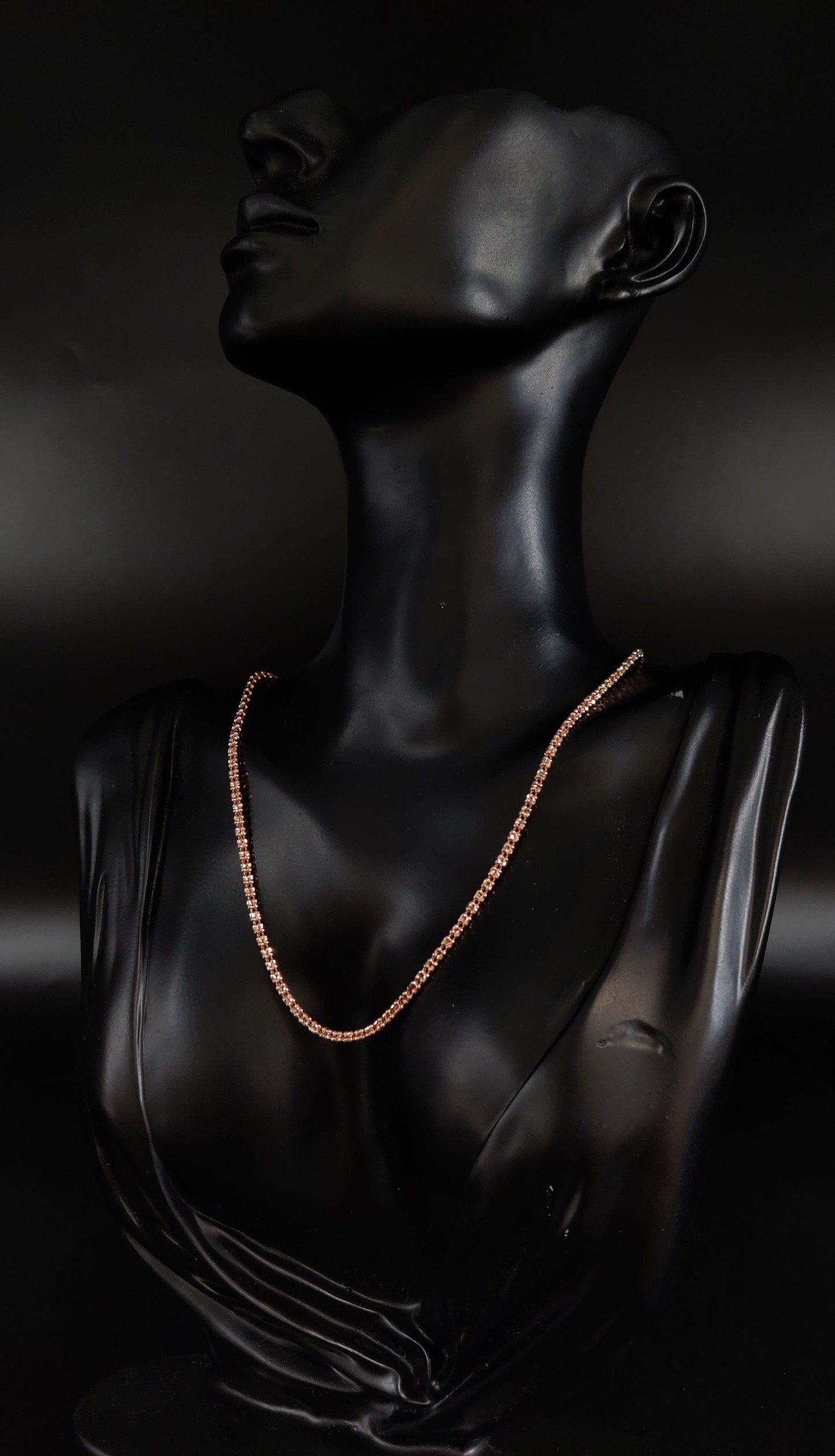 14k Solid Gold Iced Out Chain, 14K Solid Rose Gold Diamond Cut Ice Link Chain Necklace, Real Rose Gold Cylinder Chain, Luxury Ice Chain