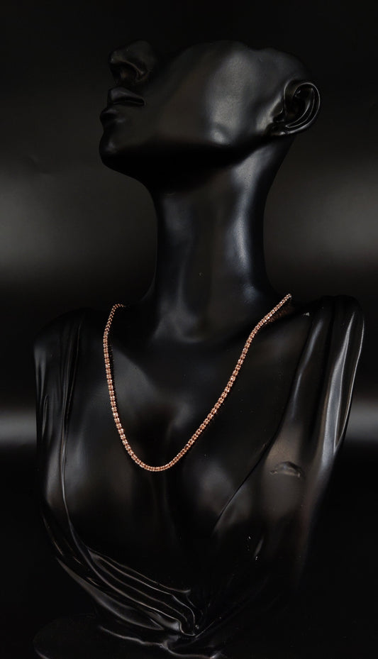 14k SOLID Real Gold Diamond Cut Ice Link Chain Necklace , 2.5mm Rose Gold Ice Chain,Rose Gold Chain, 14k Real Gold Cylinder Chain
