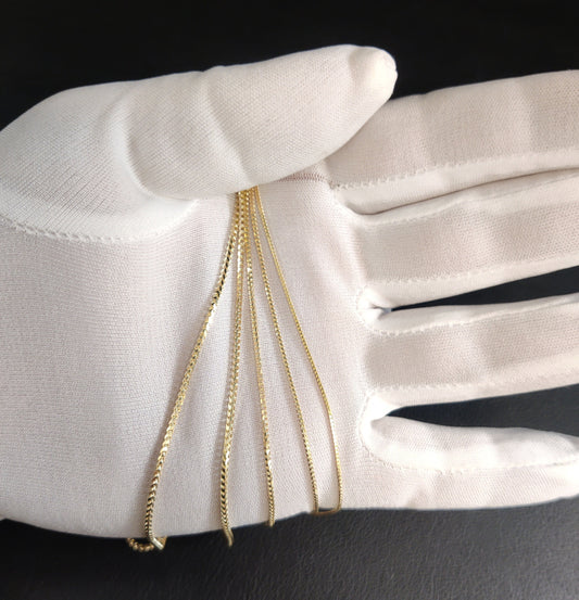 14K Real SOLID Gold Franco Chain Dainty Necklace , 16"-24" inch, 1mm - 1.6mm Real 14K Yellow Gold Franco Chain,14k Solid Gold Franco Chain