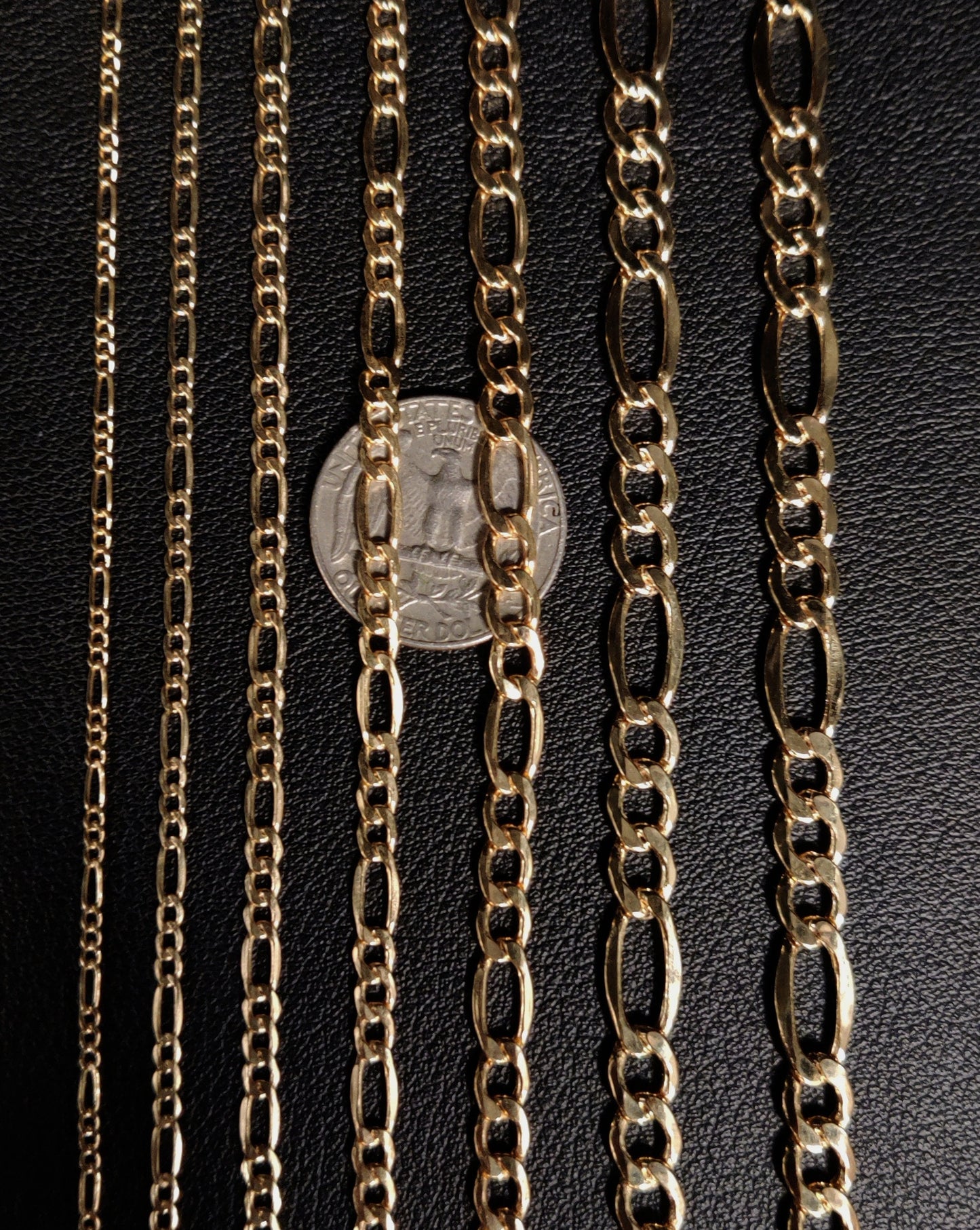 14K Yellow Gold Figaro Chain Necklace, 2mm - 7.5mm 16" - 28" Inch, 14k Thick Link Chain, Real 14k Gold Chain, Gold Figaro Chain, Men Women