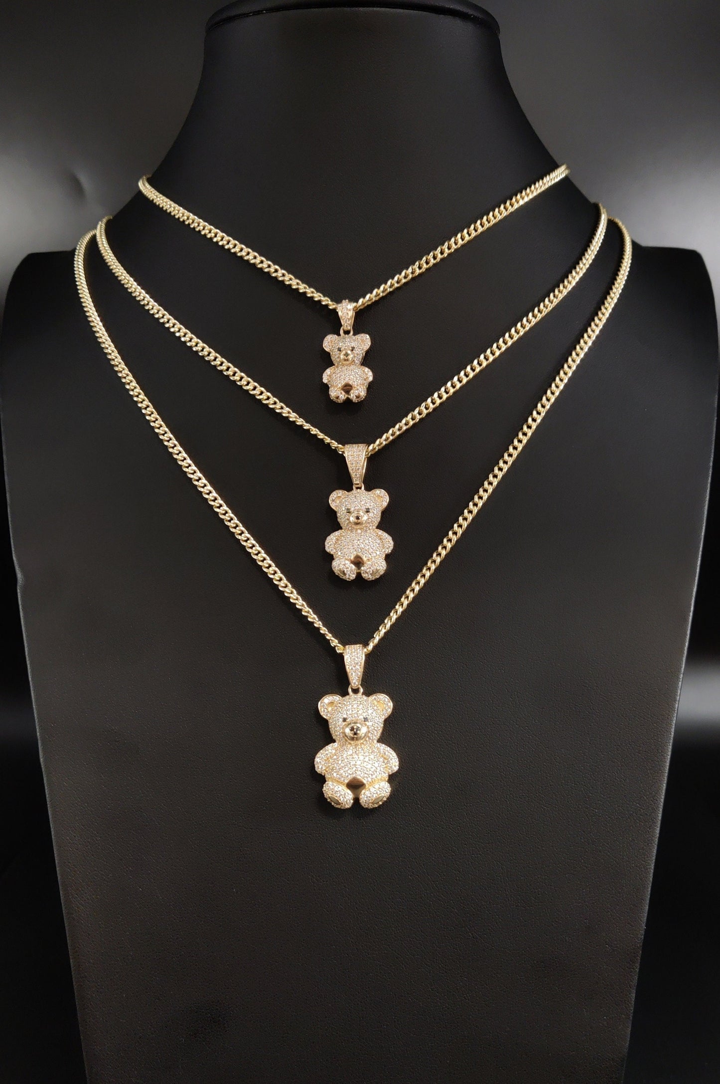14k Real Gold Pendants Necklace,14K Real Gold Teddy Bear, 14k Real Gold Miami Cuban Chain Necklace,14k Gold Teddy Bear, Women and Men Charm