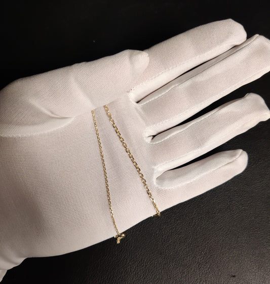 Solid 14K Yellow Gold Diamond Cut Cable Link Chain Necklace, Yellow Gold Rolo Cable Chain ,Men Women Gold Rolo Chain Real 14k Gold