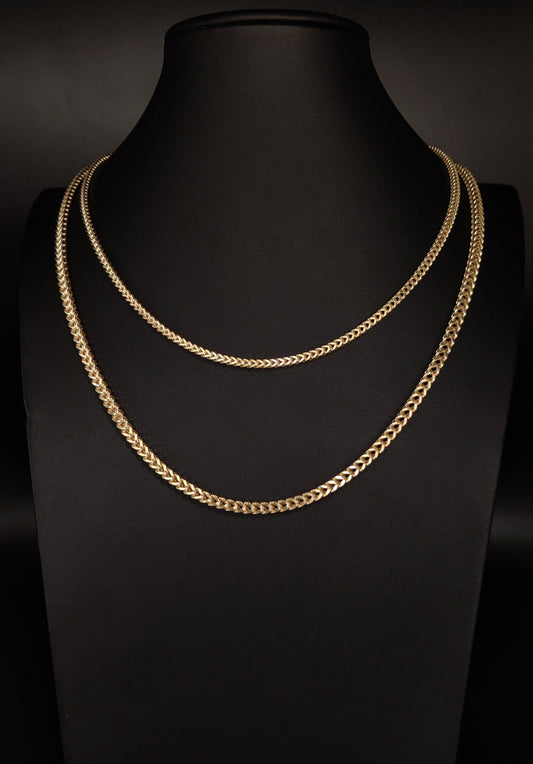 10K Real Semi Solid Gold Franco Chain Necklace, 16"-26" inch, 3mm 4mm Real 10K Yellow Gold Franco Chain,10k Gold Chain,Franco Chain