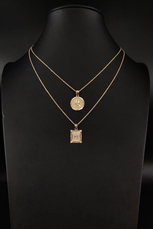 10k Real Solid Gold Initial Necklace, with 10k 1.3mm Solid Gold Cable Chain Necklace , Initials Pendant, Initial Pendant gift